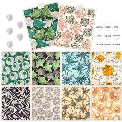 Lucomb 10 Pack Swedish Dishcloths for Kitchen, Reusable Cleaning Cloths Absorbent Non-Scratch Cellulose Sponge Cloths for Dishes Counters - color: Multi-plants