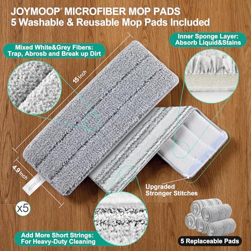 JOYMOOP Mop and Bucket Set – Commercial and Household Floor & Wall Cleaner with Long Handle, Includes 5 Microfiber Mop Pads for Easy Use - color: Green Max551