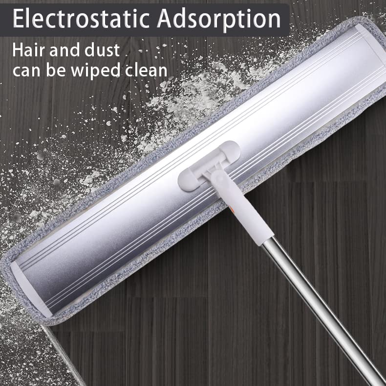 Flat Mop for Cleaning Floors Heavy Duty Microfiber Wet Mop Deep Cleaning for Hardwood, Tile & Laminate, Includes 4 Reusable Washable Pads and Adjustable Long Handle (32 in Mop Set) - color: 32 in Mop Set