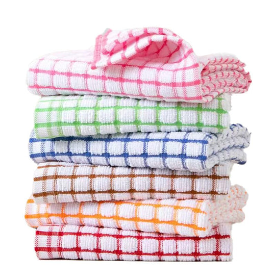 Kitchen Dish Towels 12 Inches x 12 Inches Loose Cotton Kitchen Towels 6-Piece Set Comes with 6 of Towels - color: Colorful