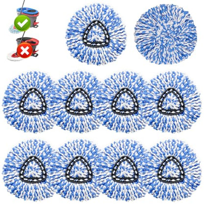 10 Pack Spin Mop Replacement Heads, Only Fit for RinseClean 2-Tank System, 100% Microfiber Spin Mop Refills,Spinning Mop Replace Head for Easy Wring Mop Floor Cleaning - size: 10Pack