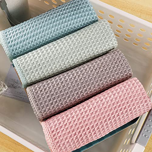 GM Home 8 PCS Waffle Weave Premium Microfiber Cleaning Cloth Kitchen Dish Cloth Rags, Ultra Absorbent and Thick Dish Clothes for Washing Dishes, Fast Drying Cleaning Towels, 12 x 12 in