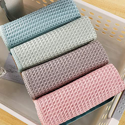 GM Home 8 PCS Waffle Weave Premium Microfiber Cleaning Cloth Kitchen Dish Cloth Rags, Ultra Absorbent and Thick Dish Clothes for Washing Dishes, Fast Drying Cleaning Towels, 12 x 12 in