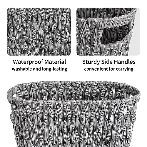 GRANNY SAYS Wicker Waste Basket - Waterproof, Space-Saving, 15L/4Gallon, Bathroom & Bedroom Trash Can - color: Gray, size: Rectangular - 13"L x 7½"W x 12¼"H