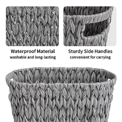GRANNY SAYS Wicker Waste Basket - Waterproof, Space-Saving, 15L/4Gallon, Bathroom & Bedroom Trash Can - color: Gray, size: Rectangular - 13"L x 7½"W x 12¼"H