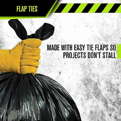 Aluf Plastics RCT-56 Star Sealed Coreless Rolls with E-Z Tie Flap Closure, 56 gal, Polyethylene, 43" x 46", Black (Pack of 100) - style: 56 Gal, 1.25 Mil Equiv, 100 Count