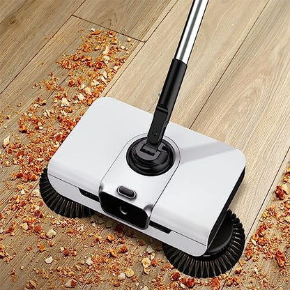 ERICAT Hand Push Floor Sweeper, Lazy Sweeper Machine with Handle, 90° Rotating Cleaning Sweeper, Low Noise and Non-Electric,Removable Waste Chute and Easy to Operate, for Home Office Carpet Cleaning