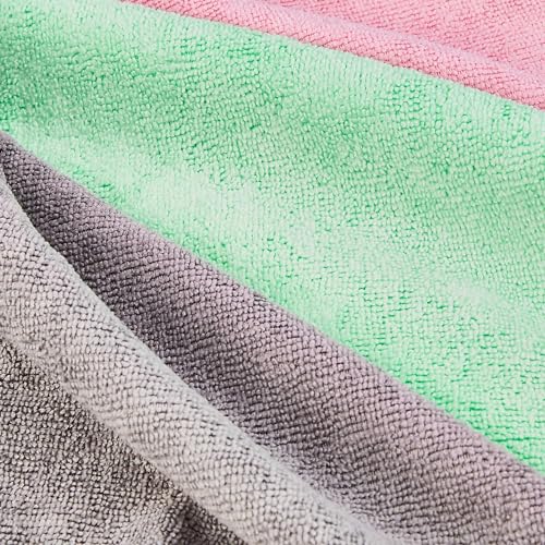 Amazon Basics Microfiber Cleaning Cloths, Ultra Absorbent, Scratch Free, Non-Abrasive, Reusable and Washable, All-Purpose, Car Detailing, 16" x 12", Green/Gray/Pink, 36-Pack - color: Green/Gray/Pink, size: 36-Pack