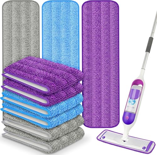 9 Pack Reusable Mop Pads Compatible with Swiffer PowerMop, Microfiber Mop Pads Refills Machine Washable, Durable, and Highly Absorbent Suitable for All Floor Types - size: 9 PACK