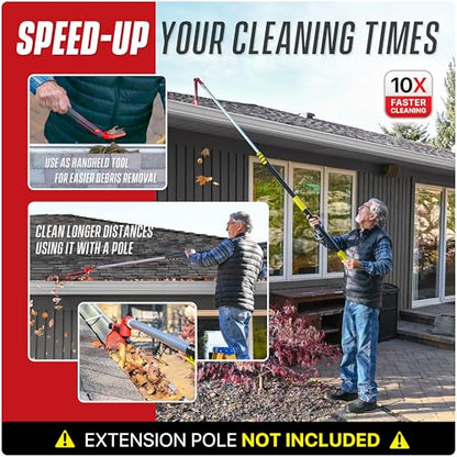 Multi-Angle Gutter Cleaning Tools from the Ground - Gutter Cleaner tool attachment for Threaded Poles - Gutter Scoop & Brush for rain gutter cleaning and leaf removal from Gutter Guard