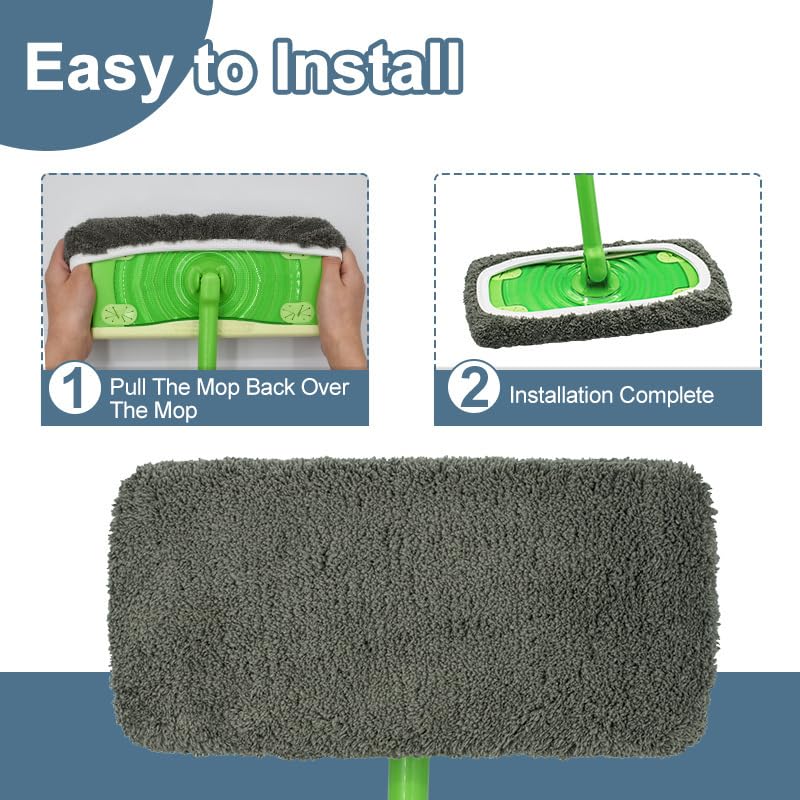 Reusable Microfiber Mop Pads Washable Wet Pads Compatible with Swiffer Sweeper Refills Pads for Wet & Dry Sweeping Cloths Mop Head Replacement for Household Cleaning (Grey 4PCS) - size: Grey 4PCS