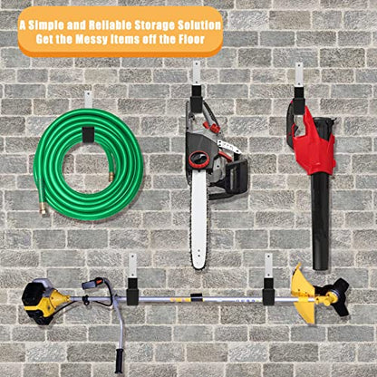 Heavy Duty Garage Utility Hooks - Wall Mount Multi-Use Storage Hooks for Hose, Bike, Chainsaw, Leaf Blower, Ladder Hanger (2 Small) - size: 2 Small