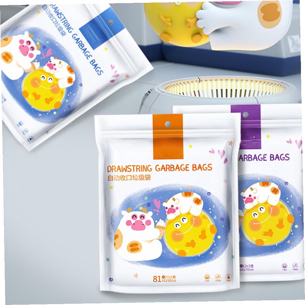 Thickened Household Garbage Bags with Drawstring 69pcs 50x55cm Large Trash Bags for Kitchen and Bathroom Suitable for Bin Diameter ≤37cm