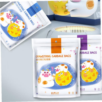 Thickened Household Garbage Bags with Drawstring 69pcs 50x55cm Large Trash Bags for Kitchen and Bathroom Suitable for Bin Diameter ≤37cm