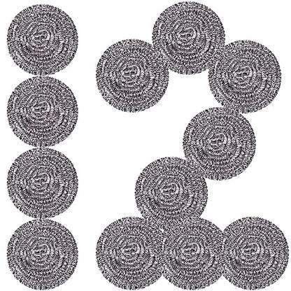 Stainless Steel Scrubber Scrubbing Scouring Pad Sponges Clean Pot Pan and Steel Wool for Kitchen Bathroom - size: 12Pcs Metal Scrubber