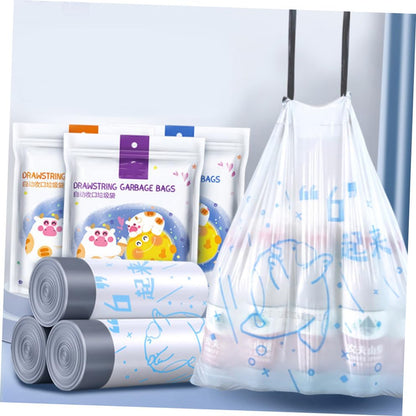 Uonlytech 69pcs Drawstring Garbage Bags Thickened Portable Rubbish Holder 50x55cm High Tenacity Kitchen Trash Bags for Trash Cans to 37cm Diameter