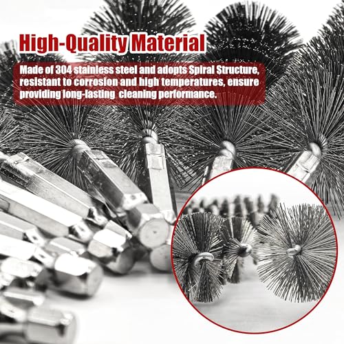 14Pcs Stainless Steel Bore Brush, Wire Brush for Drill with 1/4 Inch Hex Shank ,Abrasive Wire Bore Brush for Power Drill Cleaning,Drill Brush Set,Steel Brush for Drill in 7 Size(5/16"-1")