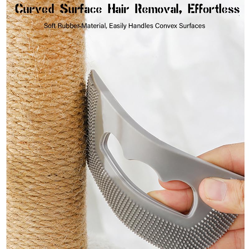 Silicone Pet Hair Remover – 2-Pack Portable Lint & Fur Scraper for Cats, Dogs & Upholstery, Dual-Edge Rubber Brush Lifts Hair from Sofa, Carpet, Car Seats – Gray