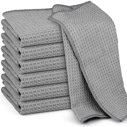 Microfiber Cleaning Cloth Waffle Weave for Dusting Absorbent Towel Quick Drying Dust Rags Household Kitchen, Lint Free Streak Free, 6 Pack,12 x 12 Inches, Grey - color: Grey, 12 X 12 Inch