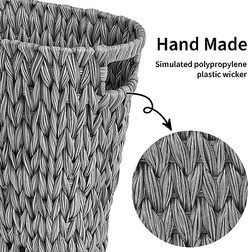 GRANNY SAYS Wicker Waste Basket - Waterproof, Space-Saving, 15L/4Gallon, Bathroom & Bedroom Trash Can - color: Gray, size: Rectangular - 13"L x 7½"W x 12¼"H