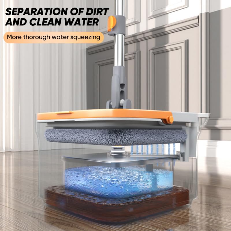 Spin Mop and Bucket Set with Replaceable Microfiber Mop Pads,Spin Mop,Self Wringing 360° Rotating Square Mop Head for Hardwood Tile Marble Floors (Replace Cloth * 6) - color: Replace Cloth * 6