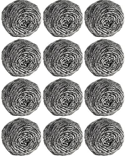 12Pcs Steel Wool Scrubber Pads for Cleaning Dishes, Pans, Pots, Ovens, Grills, Sinks - Stainless Steel Scrubbers for Kitchen, 12 Pack - size: 12Pcs 20G