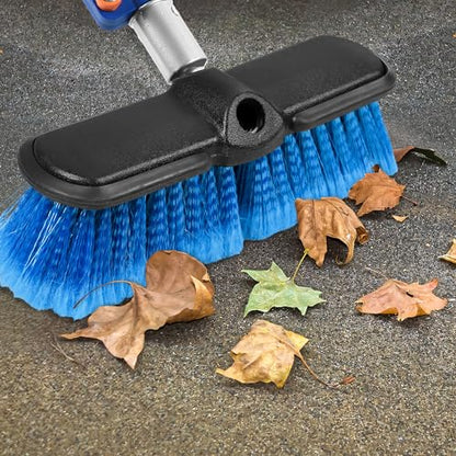 20 FT Exterior House Cleaning Brush Set with 5-12 Foot Telescoping Extension Pole, Soft Scrub Car Wash Brush, Medium Bristle Cleaning Brush and Window Squeegee & Washer - size: 12FT POLE