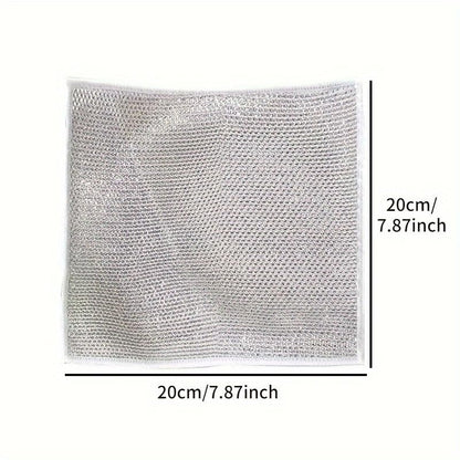 3-Pack Stainless Steel Mesh Cleaning Cloth Set, Silver Durable Non-Detachable Design,Pans and Kitchen Surfaces, Silver - color: Silver