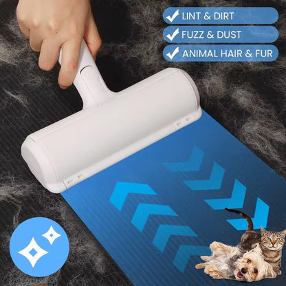 Reusable Pet Hair Remover Roller – Dog & Cat Fur Lint Cleaner for Sofa, Carpet, Bed & Car Seats – No Adhesive Required (White/Green) - color: White/Green