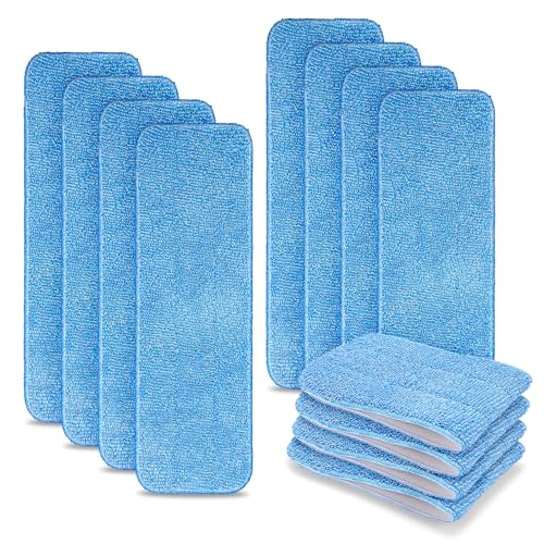 HOMEE Reusable Microfiber Mop Pads, 12 Pack 18"x 6" Mop Head Replacement, Wet/Dry Home & Commercial Cleaning Scrubbing Floor Pad - Blue - color: Blue - 12 Pack