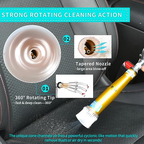 GOCCIDA High Pressure Car Cleaning Gun,Car Air Blow Gun,Tornado Dry Cleaning Gun Quickly Removes Surface Dirt and Dust, Air Gun Works with Air Compressor - style: HCL-007yellow