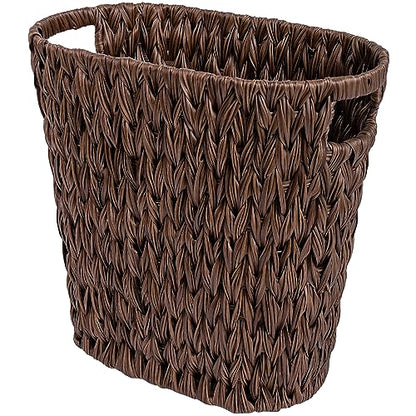 GRANNY SAYS Wicker Waste Basket, Waterproof Bathroom Trash Can, Bedroom Can, Durable Wastebasket with Handles, 15 Liters/4 Gallons - color: Brown, size: Rectangular - 13"L x 7½"W x 12¼"H