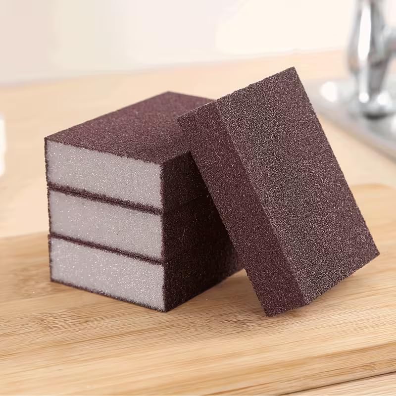 4pcs Heavy Duty Diamond Sand Pot Scrubber - Abrasive Block for Grease, Burnt Food, Pots, Pans, Grills, Sinks - Non-Scratch Kitchen Cleaning Pad for Home & Commercial Use 0.98"x2.76"x3.94"