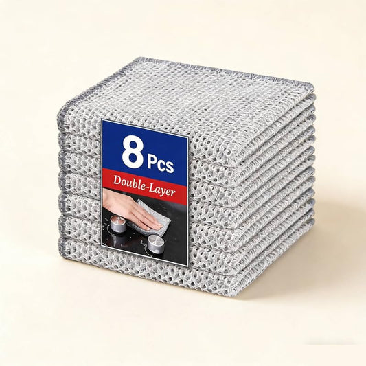 Wire Mesh Cleaning Cloths, Non-Scratch Scrubbing Cloths for Kitchen, Replace Steel Wool 7.9"x7.9" 8 Pack