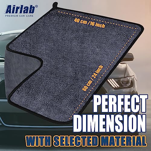 Airlab Microfiber Towels for Cars Wash Drying Super Absorbent Cleaning Cloth Auto Detailing Ultra Soft, Lint-Free, Streak-Free, 24 x 16 Inch, Pack of 2, Grey-Black, 600 GSM - color: 24 X 16 Inch, Pack of 2, Grey-black, 600 Gsm