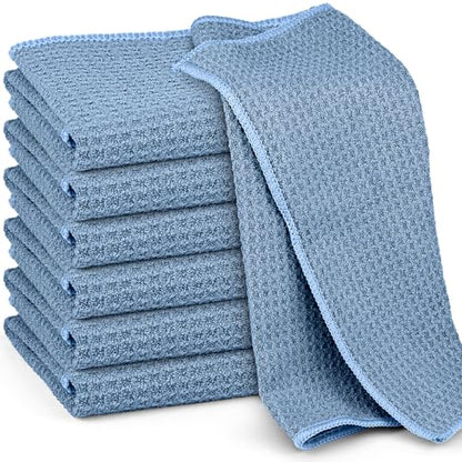 Microfiber Cleaning Cloth Waffle Weave for Dusting Absorbent Towel Quick Drying Dust Rags Household Kitchen, Lint Free Streak Free, 6 Pack,12 x 12 Inches, Blue - color: Blue, 12 X 12 Inch