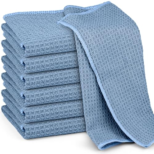 Microfiber Cleaning Cloth Waffle Weave for Dusting Absorbent Towel Quick Drying Dust Rags Household Kitchen, Lint Free Streak Free, 6 Pack,12 x 12 Inches, Blue - color: Blue, 12 X 12 Inch