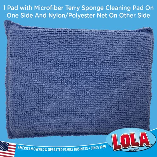 LOLA Microfiber Terry & Nylon Net Sponge Scrubber Pad, 6 Pack, Non Scratch 2-Way Cleaning, Gently Scrubs & Wipes Clean - size: 6 Pack, style: Microfiber Terry & Nylon Net Sponges
