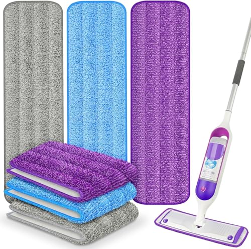 6 Pack Reusable Mop Pads for Swiffer PowerMop, Super Absorption, Multi-Surface Hardwood Floor Cleaning, Machine Washable Up to 100 Times, Durable, Suitable for All Finished Floors - size: 6 PACK