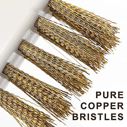 Kitchen Cleaning Scrub Brush - Deep Gas Stove Brass Wire Brushes with Stiff Bristles & Cooktop Scraper, Scrubber for Range Hood Grease Grime, Rust Cleaner for Pot Pan, Household Cleaning Tools - color: White