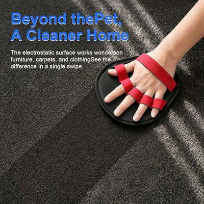 Upgraded Five-Finger Electrostatic Pet Hair Removal Gloves, Reusable Cat & Dog Hair Remover for Couch, Furniture, Carpet, Car Seat, Clothing - Magic Brush Pet Grooming Glove (Red) - color: Red