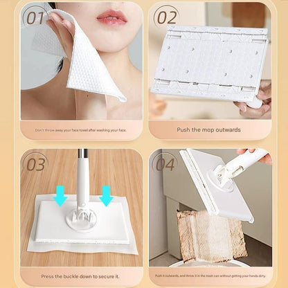 Clip-to-Grip Floor Mop, Snap Grip Mini Mop, Retractable Gap Cleaner Flat Mops with Locking Head & Sweeping Cloths, Long Handle Mopping Sweeper Stick for Floors (45in-W+ Cloth*10) - color: 45in-w+ Cloth*10