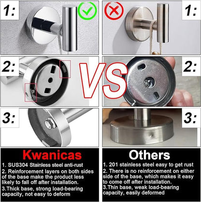 10 Pieces Polished Chrome Bathroom Hardware Accessories Set,Hand Towel Ring,16 inch Towel Bar,Toilet Paper Holder,4pcsTowel Hooks,Round SUS304 Stainless Steel Heavy Duty Wall Mount Holder,Towel Rack - color: Polished Chrome, size: 10 piece 16"