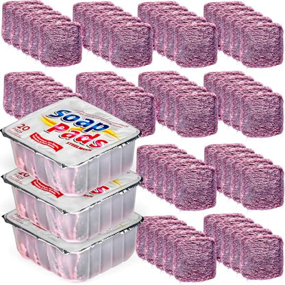 SteadMax 60 Steel Wool Soap Pads, Pre-Soaped Metal Scouring Pads for Easy Cleaning of Pots, Pans, Ovens and Dishes (60 Pack) - size: 60 Pack