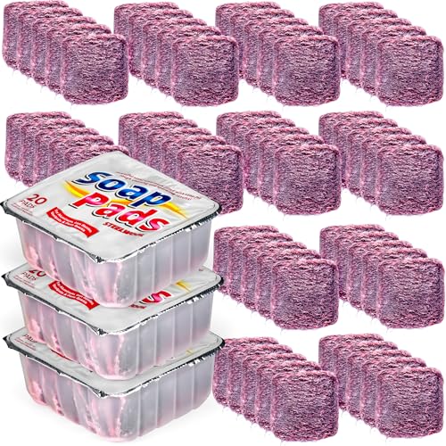 SteadMax 60 Steel Wool Soap Pads, Pre-Soaped Metal Scouring Pads for Easy Cleaning of Pots, Pans, Ovens and Dishes (60 Pack) - size: 60 Pack