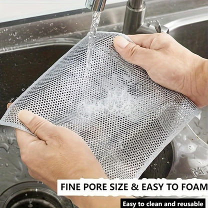 3-Pack Stainless Steel Mesh Cleaning Cloth Set, Silver Durable Non-Detachable Design,Pans and Kitchen Surfaces, Silver - color: Silver