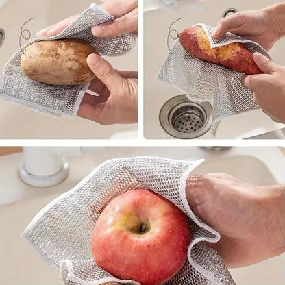 3-Pack Stainless Steel Mesh Cleaning Cloth Set, Silver Durable Non-Detachable Design,Pans and Kitchen Surfaces, Silver - color: Silver