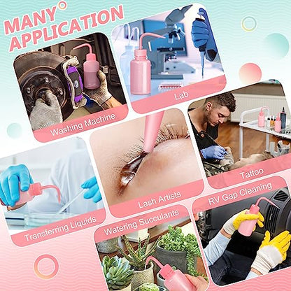 Valchoose Professional 2PCS 150ML Tattoo Squeeze Bottle Mini, 5.1oz Tattoo Wash Bottle No Need to Squeeze Hard, Easy to Carry Eyelash Water Bottle Perfect for Extensions, Cleaning(Translucent Pink) - color: Pink, size: 2x150ml