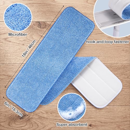 HOMEE Reusable Microfiber Mop Pads, 6 Pack 18"x 6" Mop Head Replacement, Wet/Dry Home & Commercial Cleaning Scrubbing Floor Pad - Blue,Grey,Purple - color: Colorful - 6 Pack