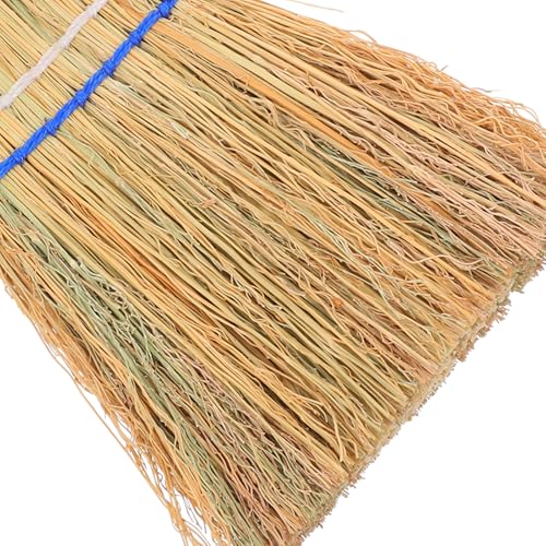 Alipis Outdoor Heavy Duty Handheld Whisk Broom with Natural Straw Bristles for Yard Patio Garage Sweeping and Concrete Cleaning, Portable Sweeping Brush with Hanging Ring for Outdoor Use